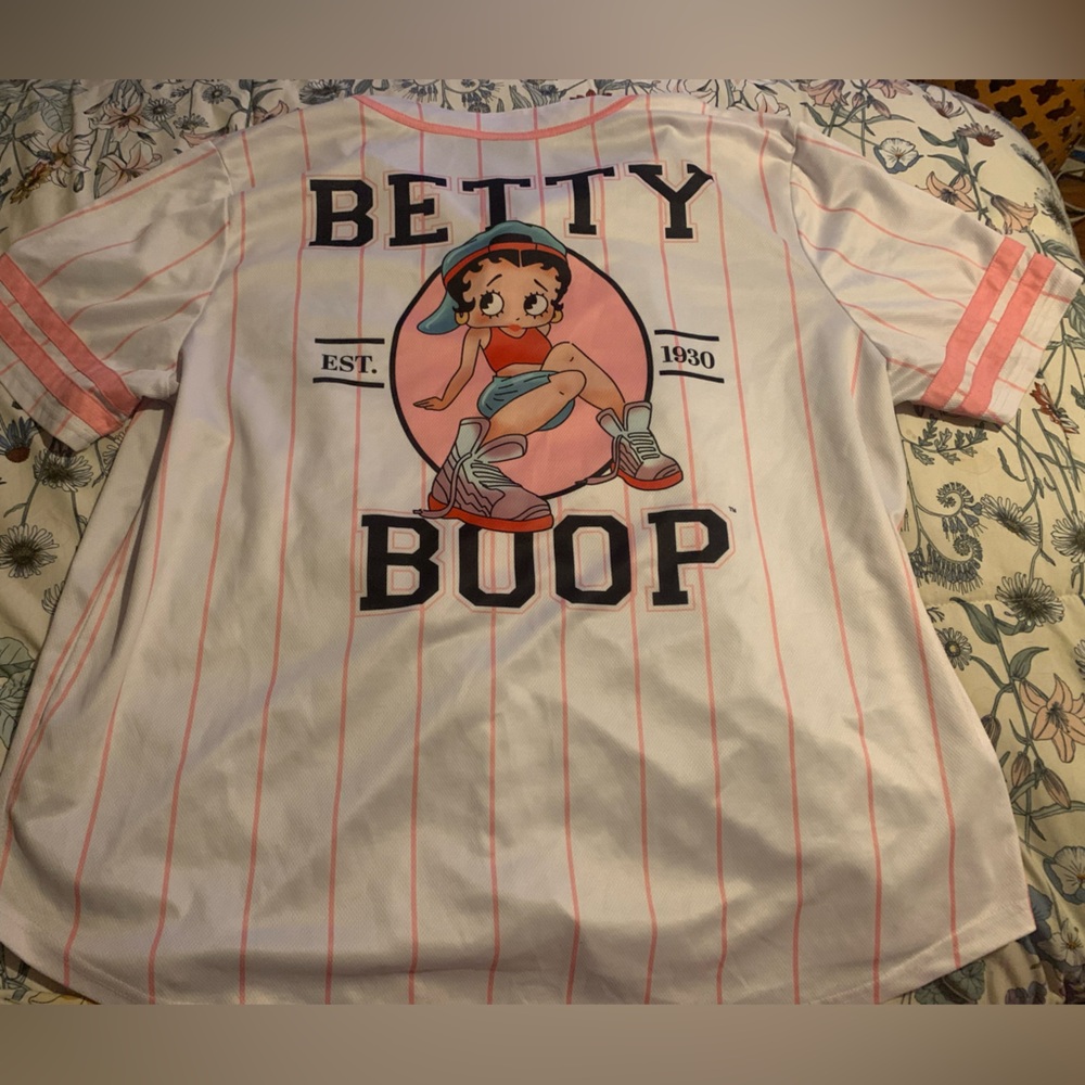 Betty Boop Cartoon 3X Baseball Jersey 90s y2k style graphic print plus size - Picture 4 of 8
